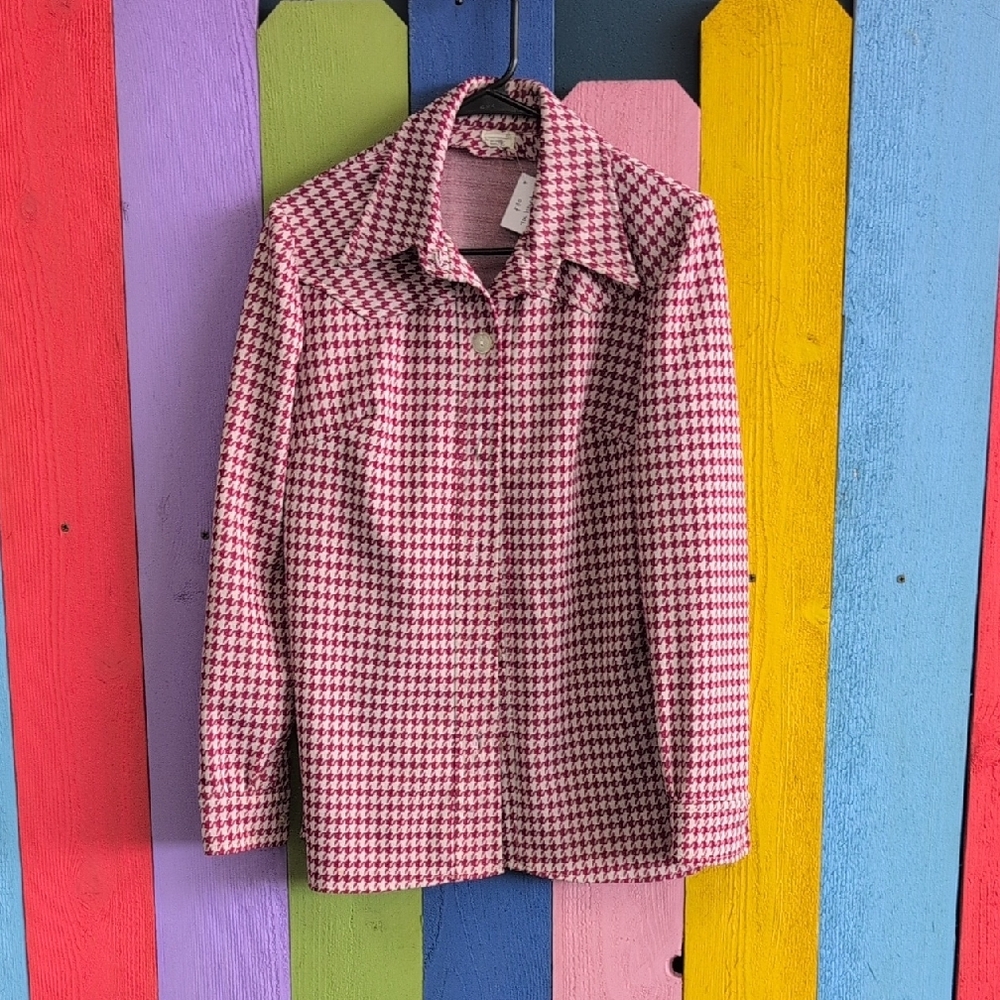 Vintage Red and White Houndstooth Blazer
